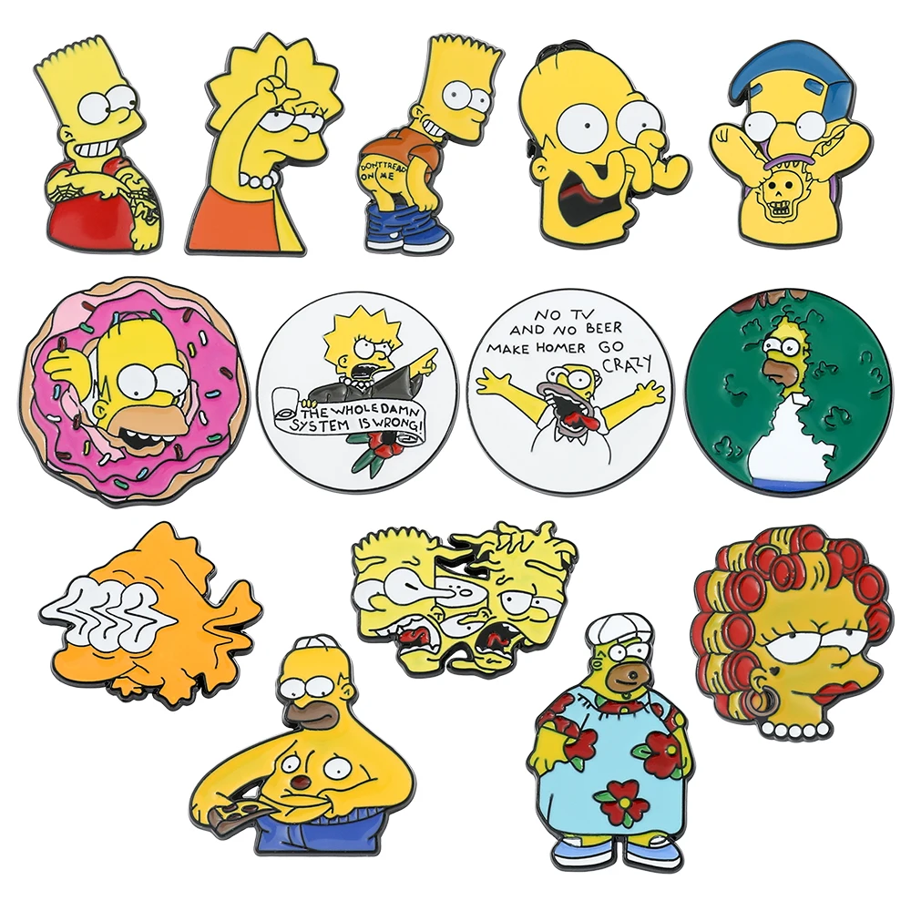 The Simpsons Hard Enamel Pins Collection Cartoon Brooch Backpack Hat Bag Collar Badge Denim Collar Lapel Pin Jewelry Kids Gift