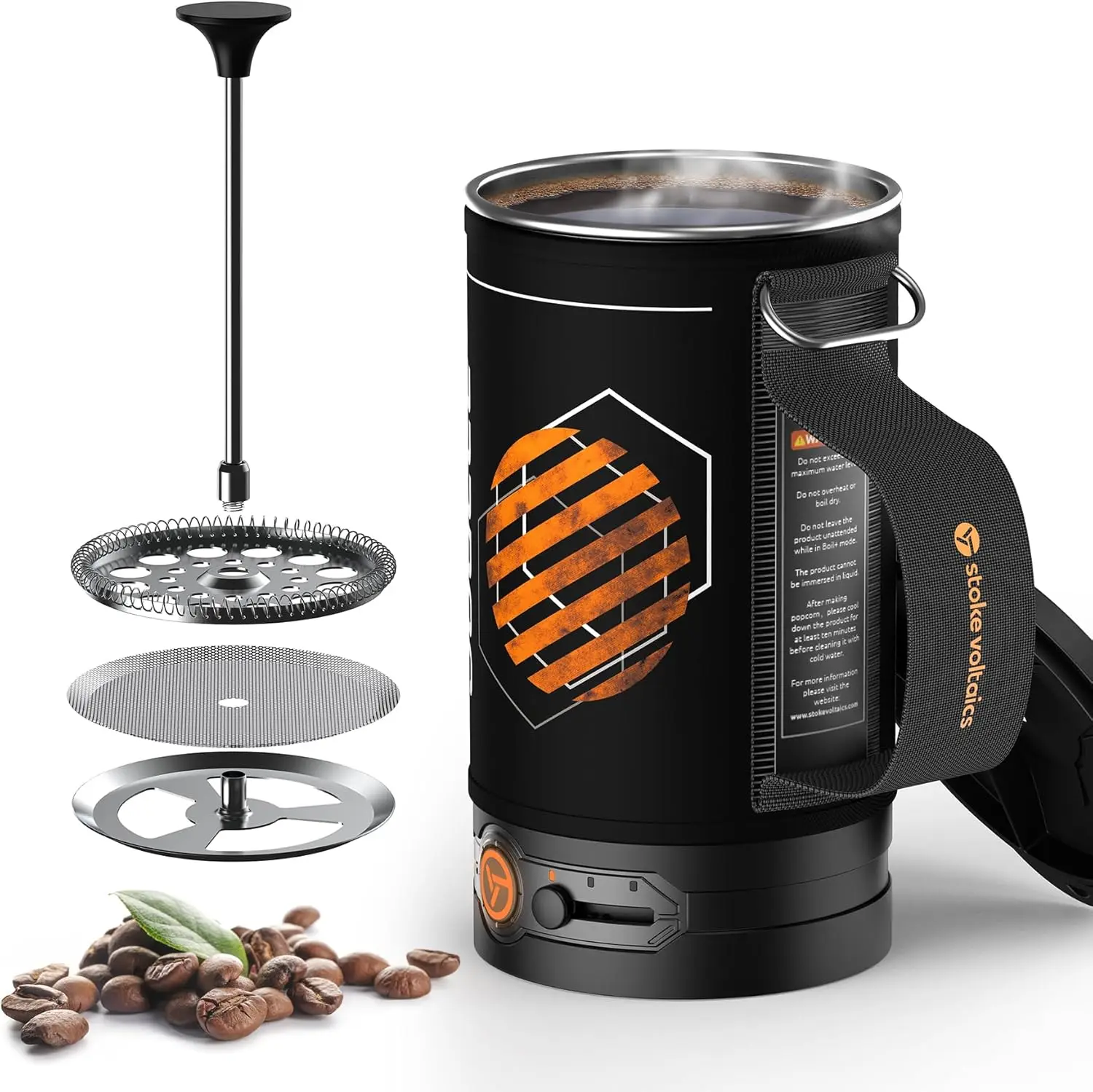 

Portable Electric French Press Coffee Maker 2-in-1, Boil Water & Brew Coffee in 6 Mins, Travel Camping Essential