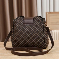 New Women Handbag Bag Luxury Design Bucket Shoulder Crossbody Bag Flip Check Print Large Capacity Single Shoulder Straddle Bag - Image 2