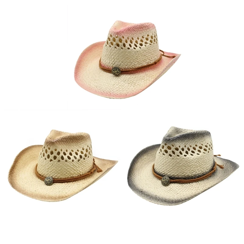 

Western Cowboy Hat Breathable Cowboy Hat Unisex Photo Props Versatile Mountaineering Hat Handmade Cowgirl Hat