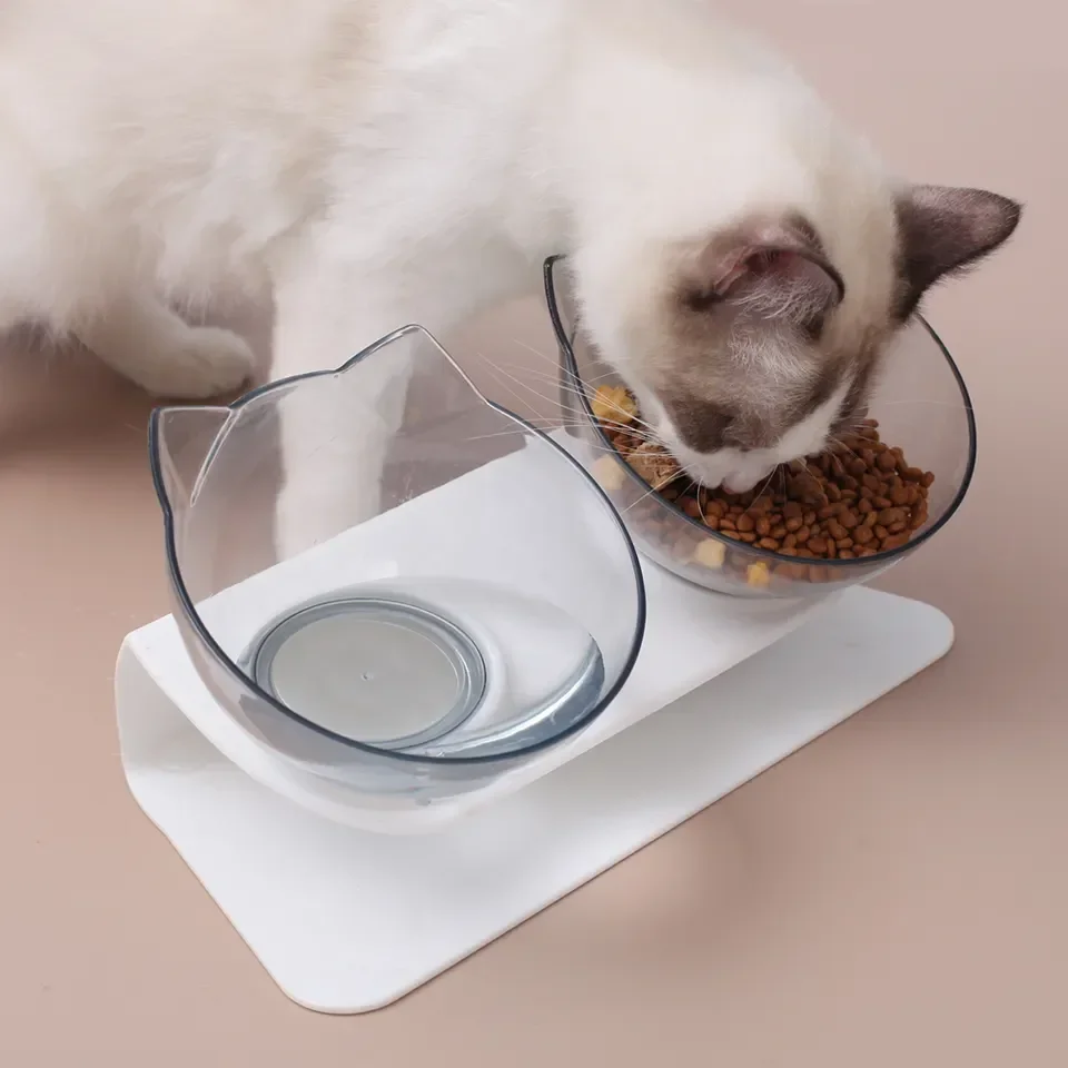 Manufacturer Wholesale Cat Bowl Plastic Pet Cat Dog Food Bottle Feeding Double Bowl Pet Feeder