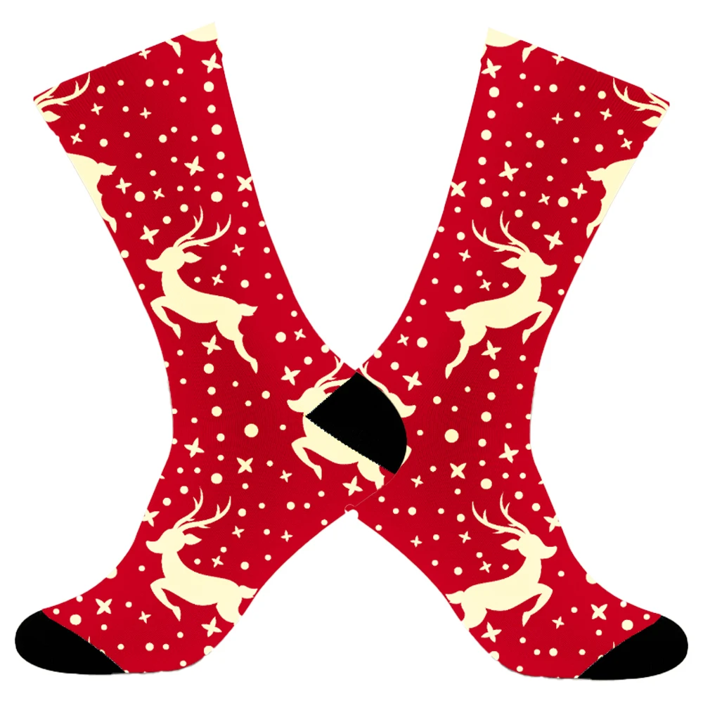 Chaussettes de Noël décontractées coordonnantes pour hommes et femmes, peinture en aérosol, motif de couture chaud, chaussettes de cyclisme, offre spéciale, nouveau, 2024