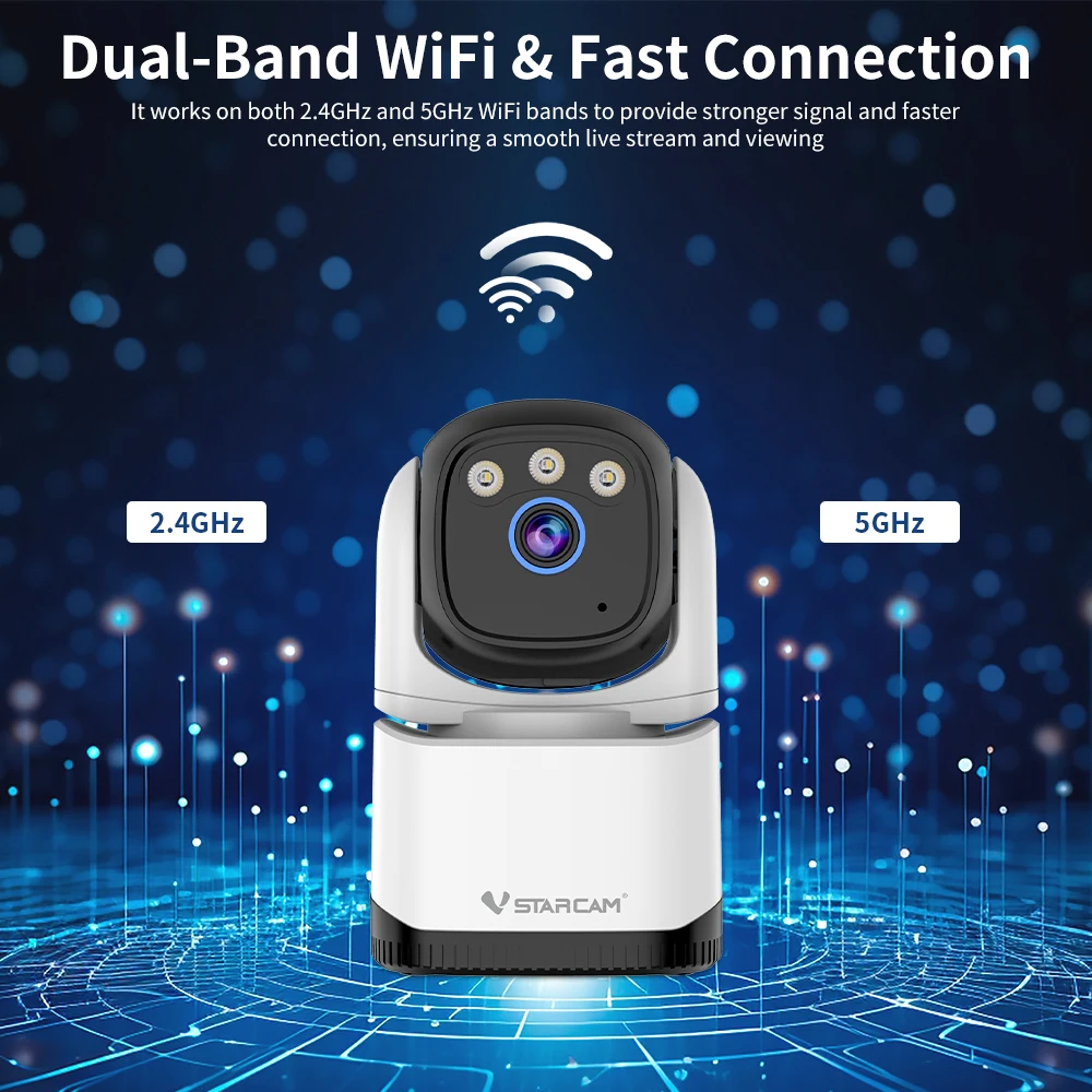 Vstarcam 2.5K Camera Indoor,2.4G&5G WiFi ,360°,Color Night Vision,Motion Detection, Human Tracking,Two Way Talk,TF&Cloud Storage