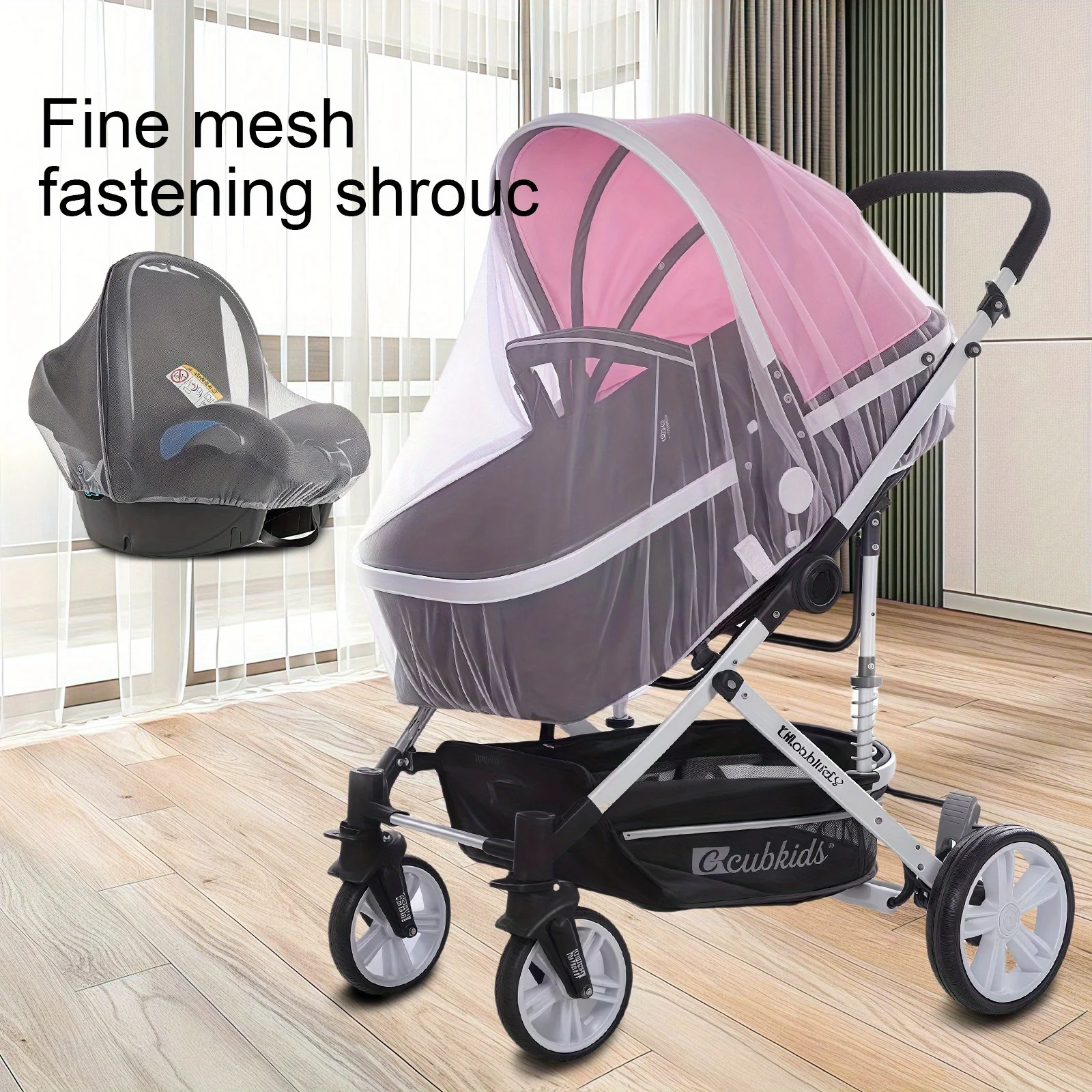 

1 шт., Москитная сетка для детской коляски, портативная складная универсальная москитная сетка для детских колясок, конструкция с эластичным шнуром, дышащая и защищающая от комаров, незаменимая вещь для летних колясок.