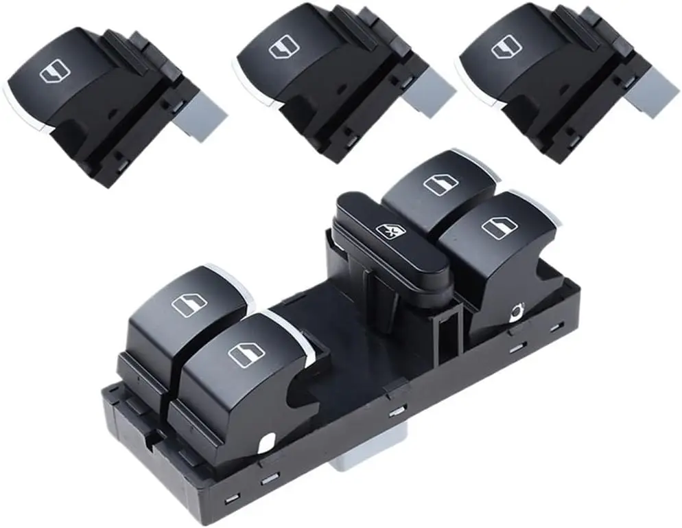 Bouton de commande de levage automatique, interrupteur de fenêtre principal chromé, Golf MK5, MK6, Tiguan Touran, Passat, 5 volontairement, 959857,
