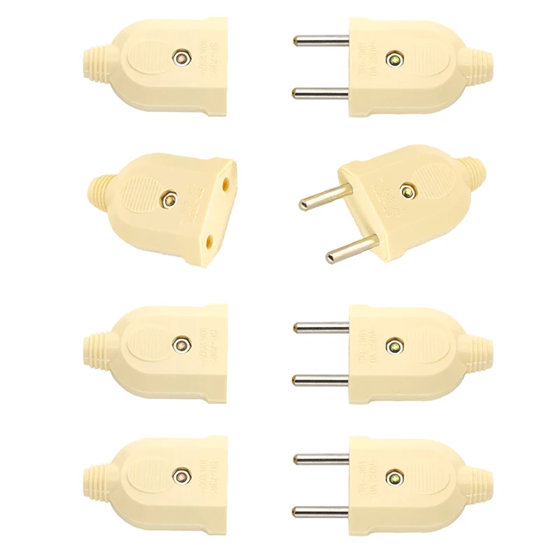 

8pcs/4pair EU European 2 Pin Male/Female AC Electric Power Plug Socket Adapter 4.0mm EU round foot plug socket Connector DIY