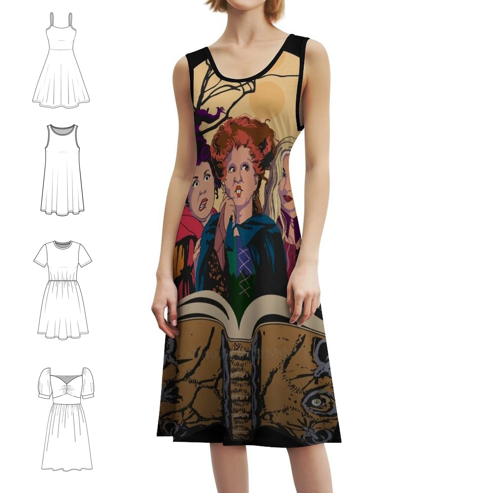 

Богемное платье без рукавов Sanderson Sisters для женщин, пляжные вечерние платья с принтом Ii 2, вечерние платья Sanderson Sisters Winifred