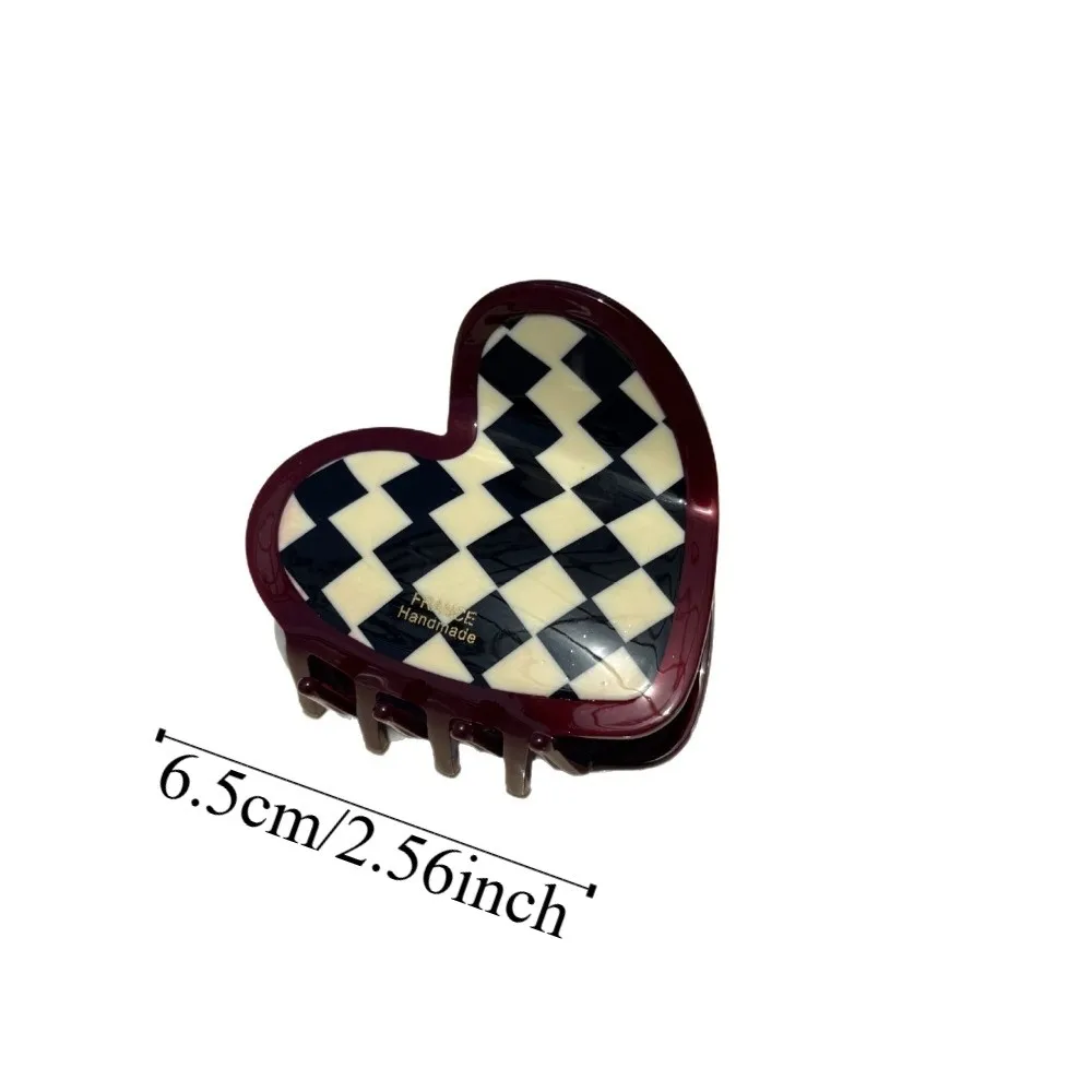 Hair Clip Elegant Heart Shark Clip Korean Style Solid Color Acetic Acid Hair Claw Acrylic Headwear Plaid Hair Claw Party