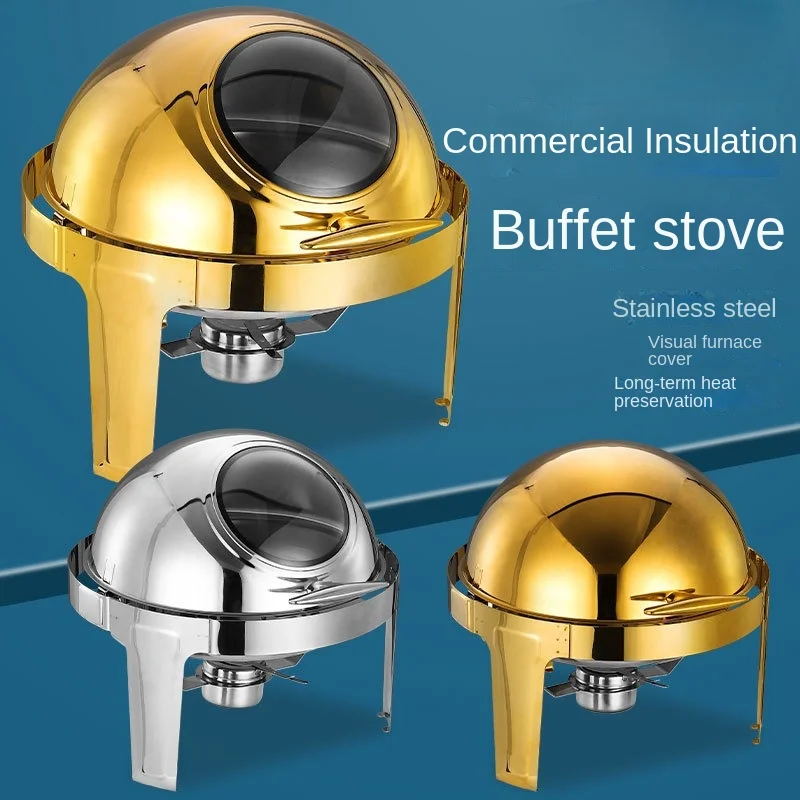 Full clamshell stainless steel round visual dining stove Hotel buffet  insulated buffet  Electric dining  soup st