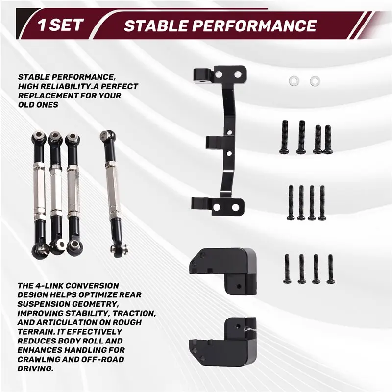 WOWFU-MN82 Series For LC79 RC Pickup 4-Link Conversion Bracket Set Rear Axle Upgrade Parts Modification Model Car