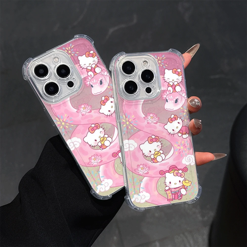 Miękkie etui na telefon Hello Kitty Cat do iPhone 14 Pro, iPhone 16/15/14/13/12/11/x/xs/xs Max, przezroczyste etui na telefon dla dziewczyn, Hello Kitty Fashion