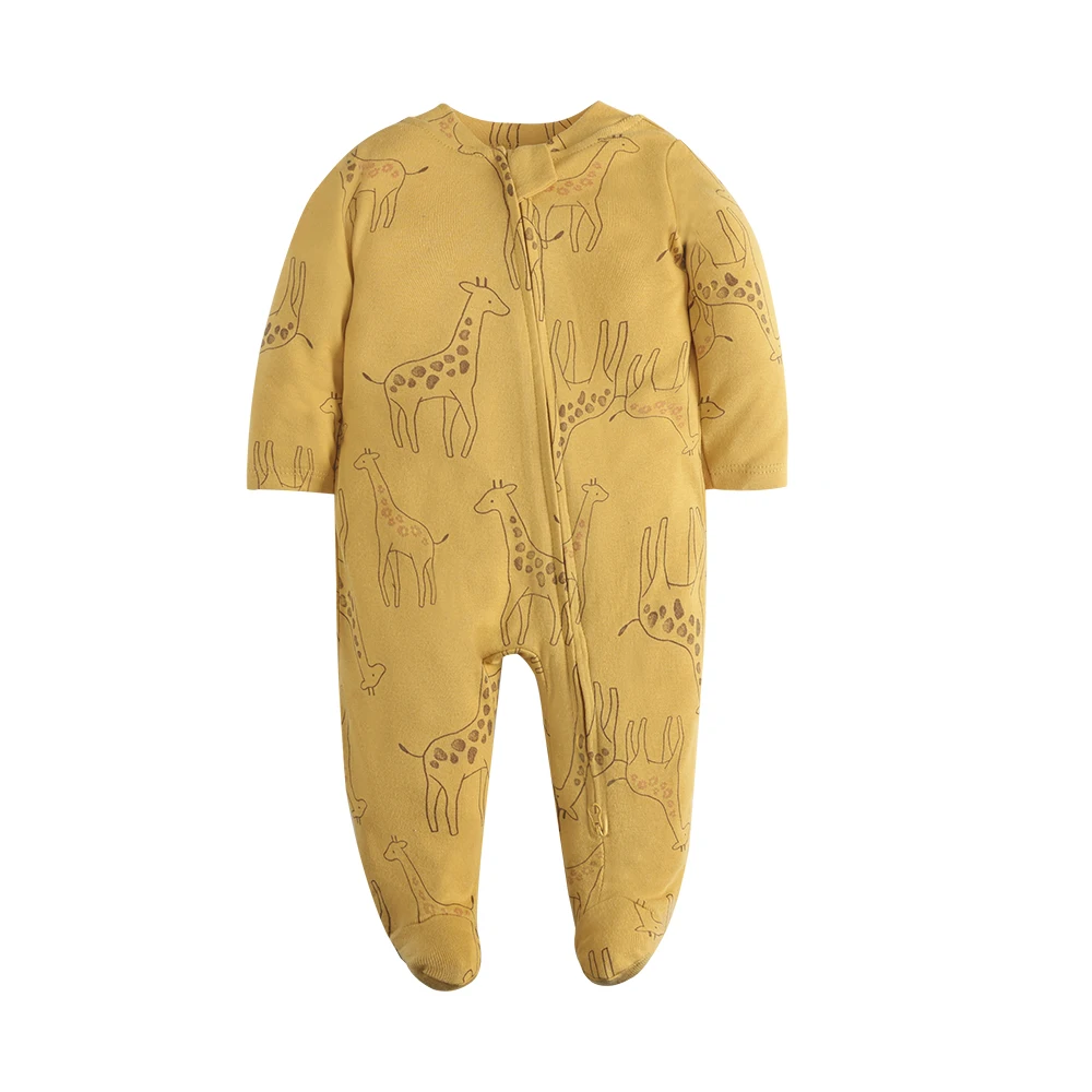 Newborn Footed Pajamas Zipper Girl and Boy Romper Long Sleeve Jumpsuit Cotton Solid White Fashion 0-12 Months Baby Clothes