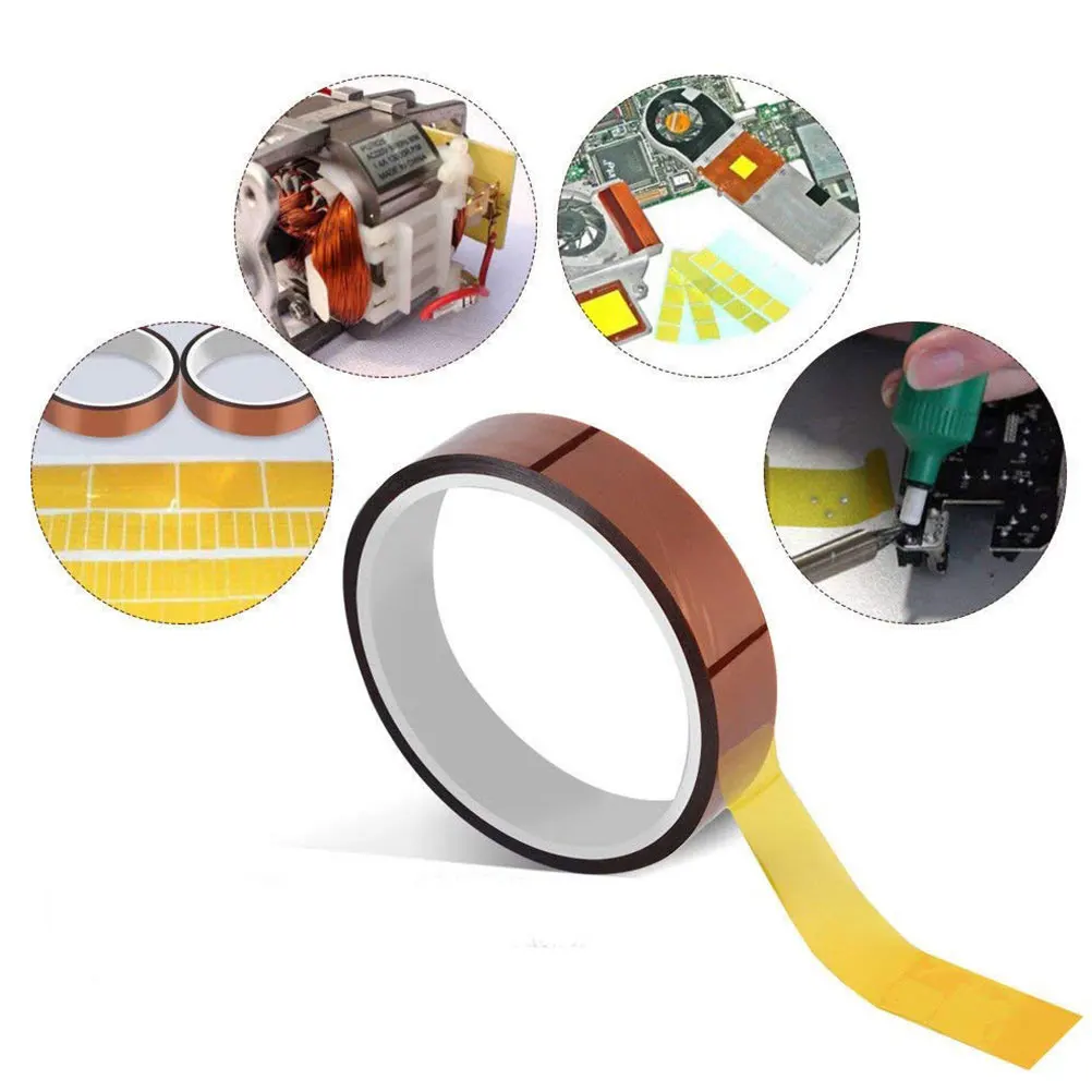 

6 Rolls Heat Resistant Tape Polyimide High Temp for Sublimation Hot Pressing Soldering Powder Coating No Residue