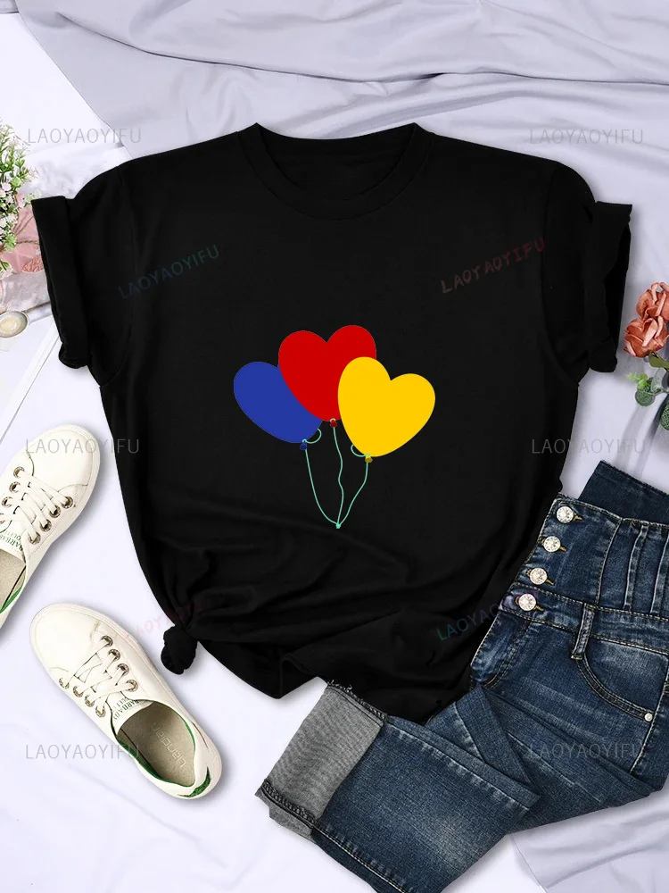 Balloon printing trend street wear casual simple fashion summer men and women general crewneck short-sleeved T-shirts