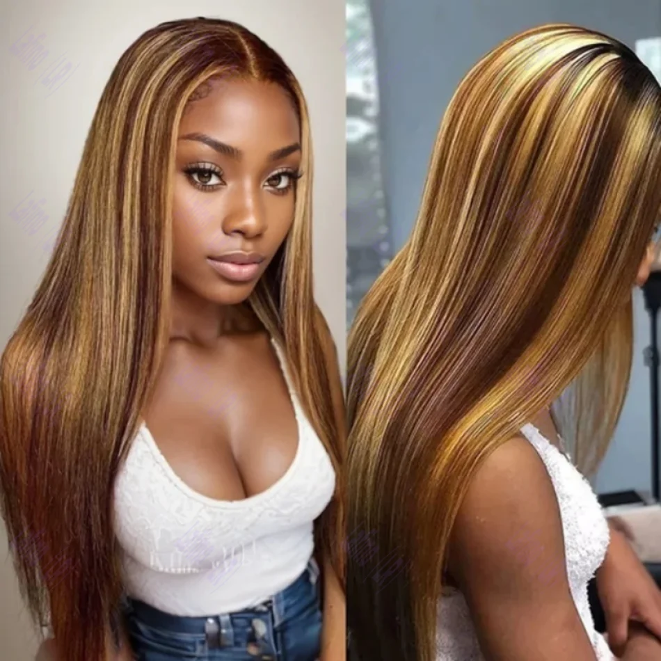 

Straight Transparent Lace Frontal Highlight Colored Wigs Preplucked Human Hair Cheap Front Wig For Women On Sale Clearance