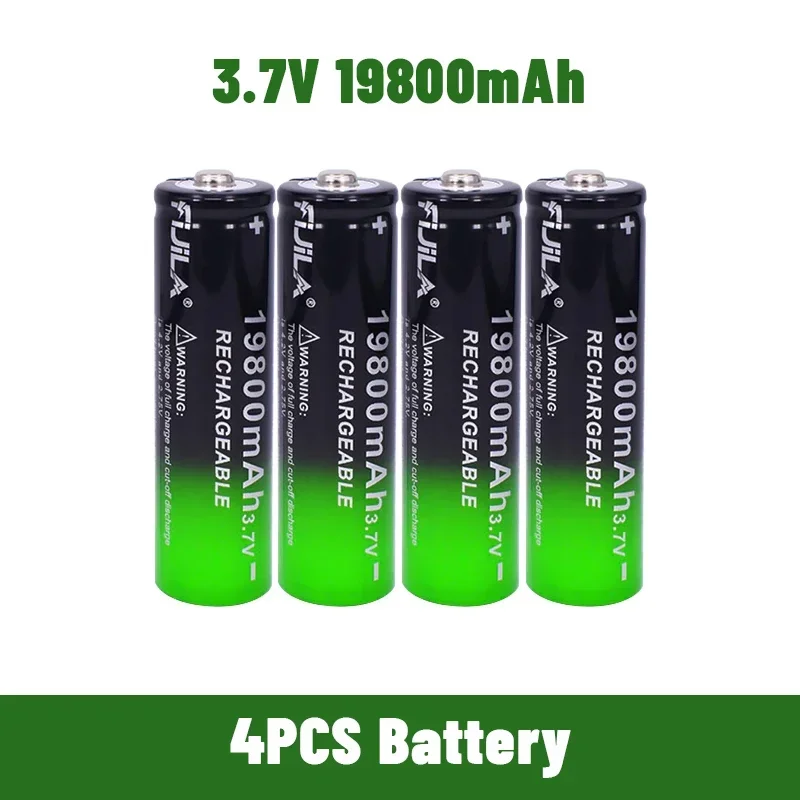 3.7V 19800mAh 18650 แบตเตอรี่ + 4-Slot Charger สําหรับไฟฉาย LED วิทยุพัดลมไฟฟ้าทดแทน Batteria