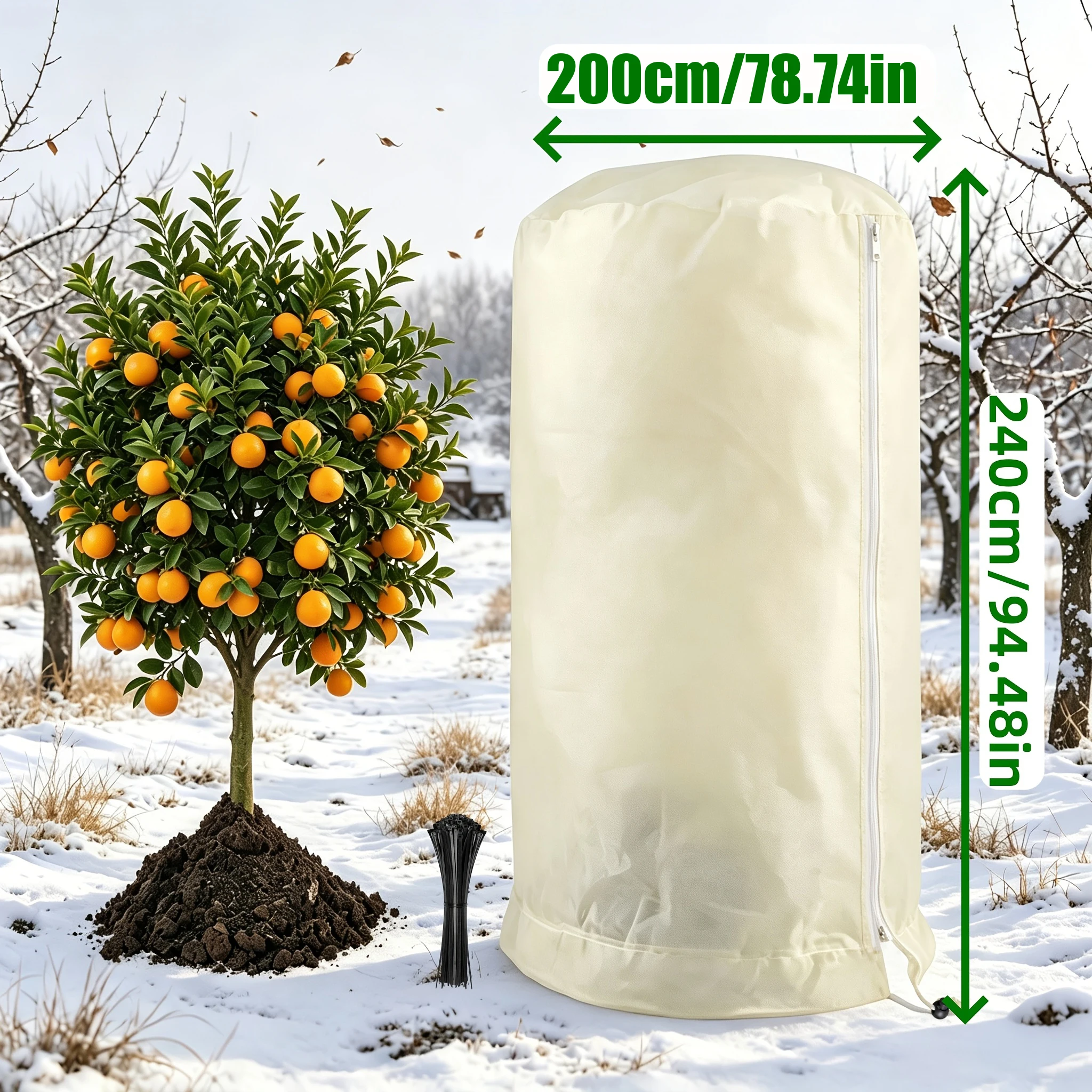 Thickened Plant Frost Protection Blanket Extra Large Heavy Cover Zipper Drawstring Reusable Anti Snow Rain Hail Pest Bird Shield