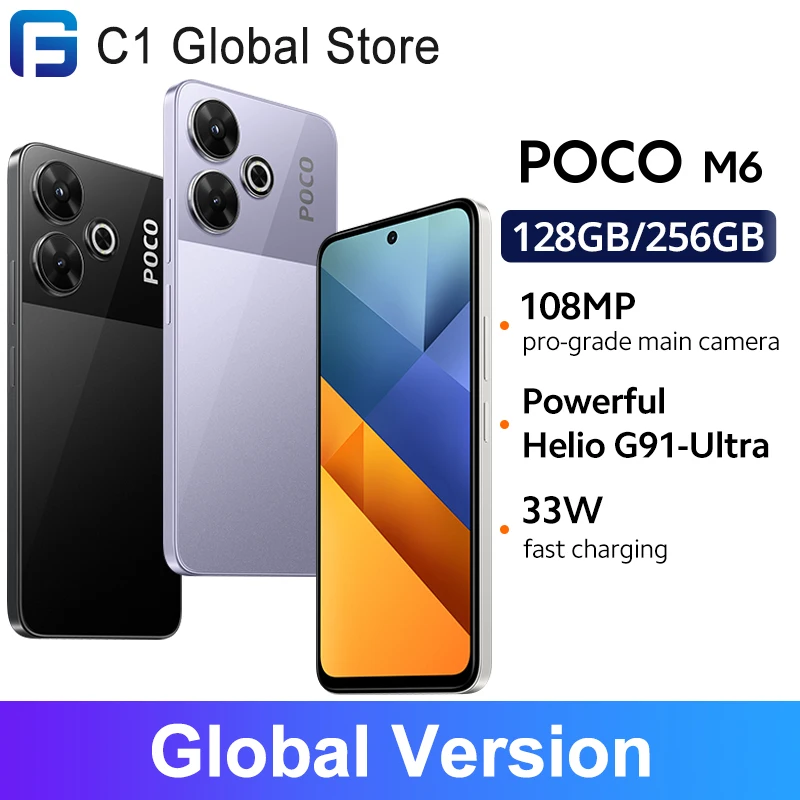 POCO M6 4G Smartphone Global Version Helio G91 Ultra 108MP pro grade Camera 6.79