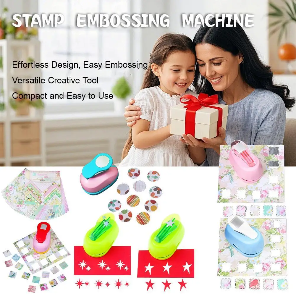 New Stamp shape Craft Punch Embossing Machine Round Hole Punch Toothed Puncher Embosser