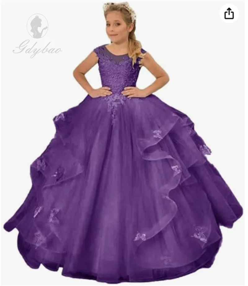 Flower Girl Dresses for Wedding Tiered Ruffles Princess Pageant Dress Tulle Prom Ball Gowns For Girls First Communion Dresses