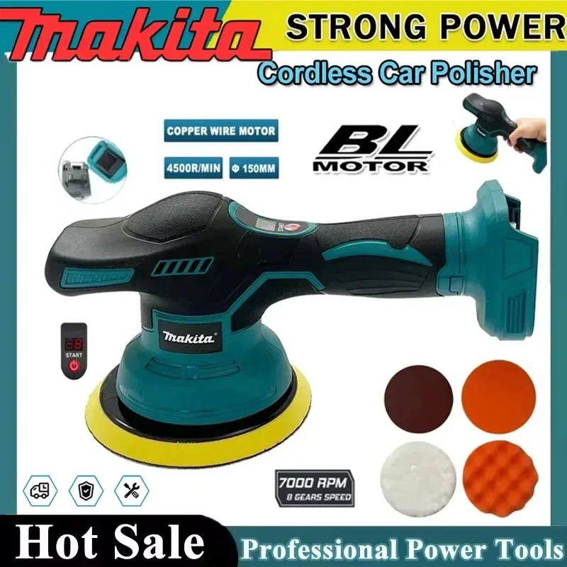 Makita 8 Gears Digital Display Cordless Car Polisher Electric Polisher Auto Car Waxing Polishing Machine For 18V 20V Battery