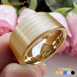 iTungsten 10mm Flat Engagement Wedding Band Tungsten Carbide Finger Ring for Men Women Fashion Jewelry Brush Finish Comfort Fit