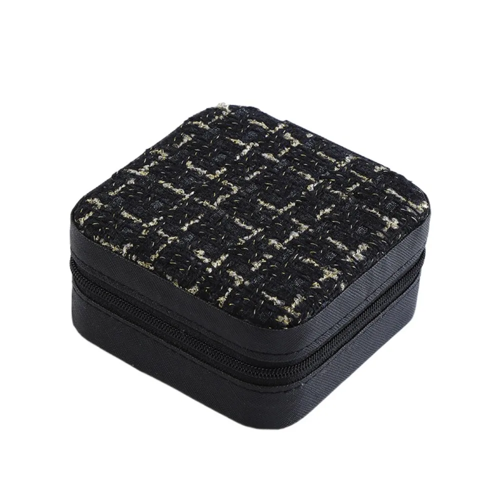 Double Layer Jewelry Packing Bag PU Leather Flower Buckle Jewelry Display Holder Multi-function Square Rings Bearer Box Gift