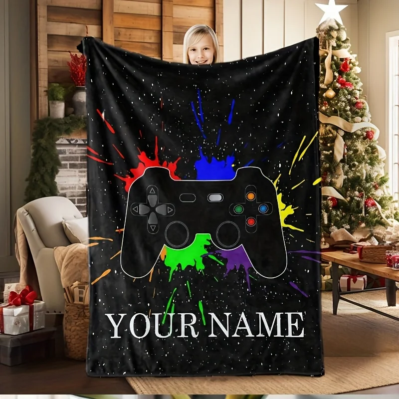 Personalisierter Gamecontroller mit Namensanpassung, Flanelldecke für Spieler, weich und hypoallergen für die ganze Saison