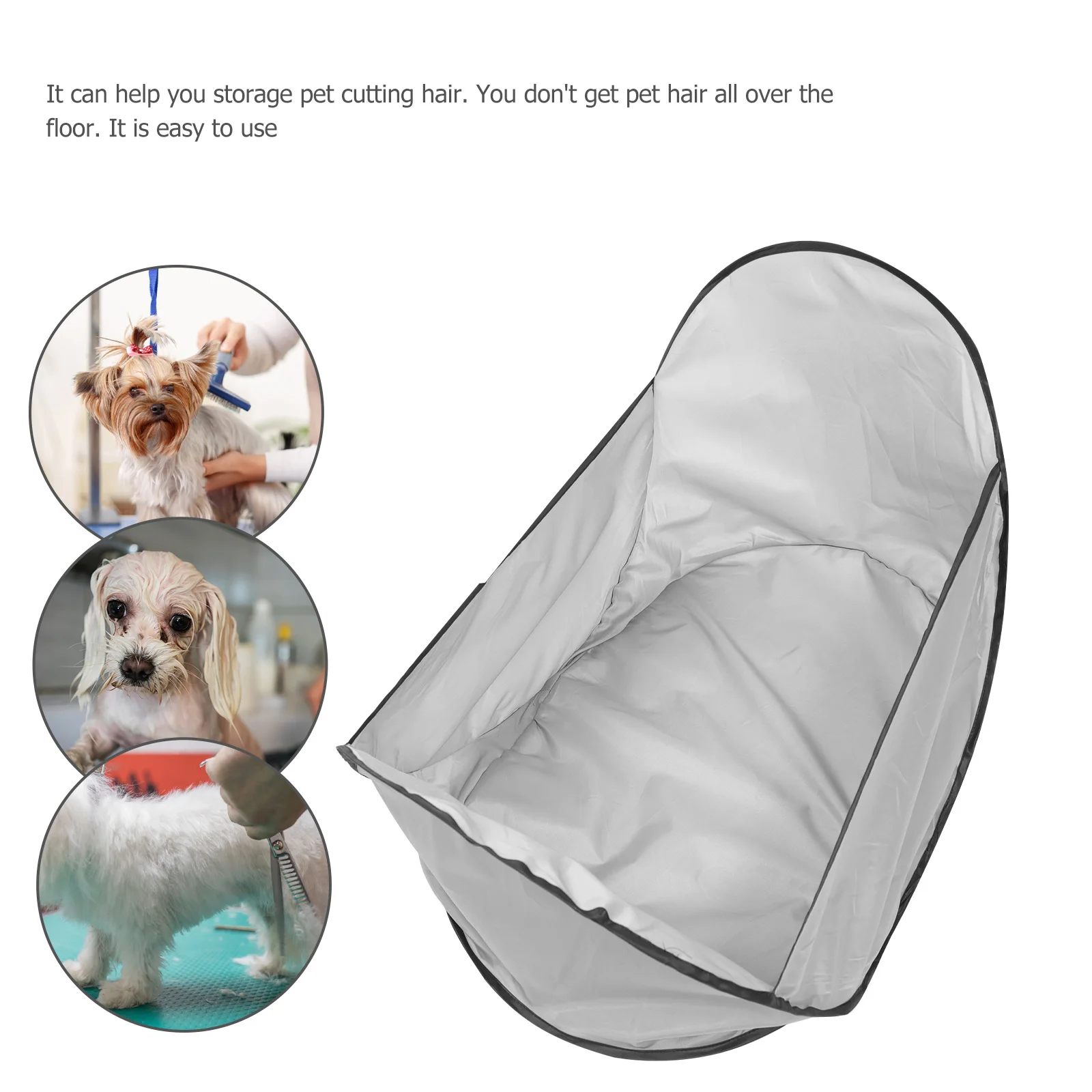 

Foldable Pet Haircutting Bib Large Capacity Hair Storage Holder for Dog Cat Shearing Grooming Tool Lightweight Portable Pet Hair
