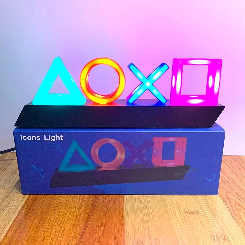 Game Icon Light for Playstation P4 P5 Voice Control Decorative Lamp for Playstation Player Commercial Colorful Lighting Game Led