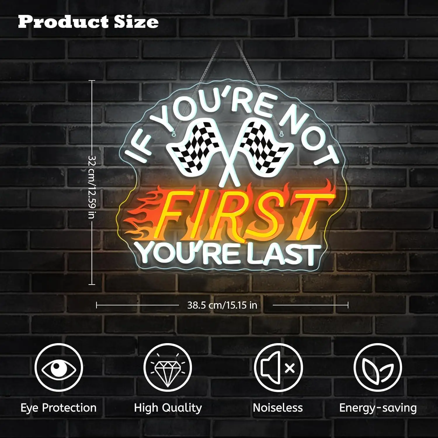 Checkered Racing Flag Flame Neon Sign USB Dimmable LED Light For Racing Garage Man Cave Car Shop Home Bar Party Wall Decoration