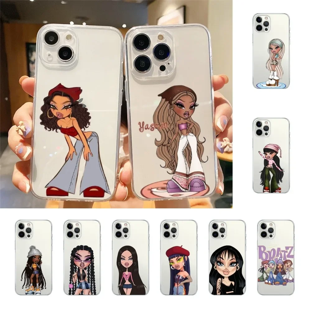 Lovely Dll B-bratz Phone Case For Iphone 15 11 13 14 Pro Max 7 8 Plus X Xr Xs Max 16pro 12mini Transparent Cover