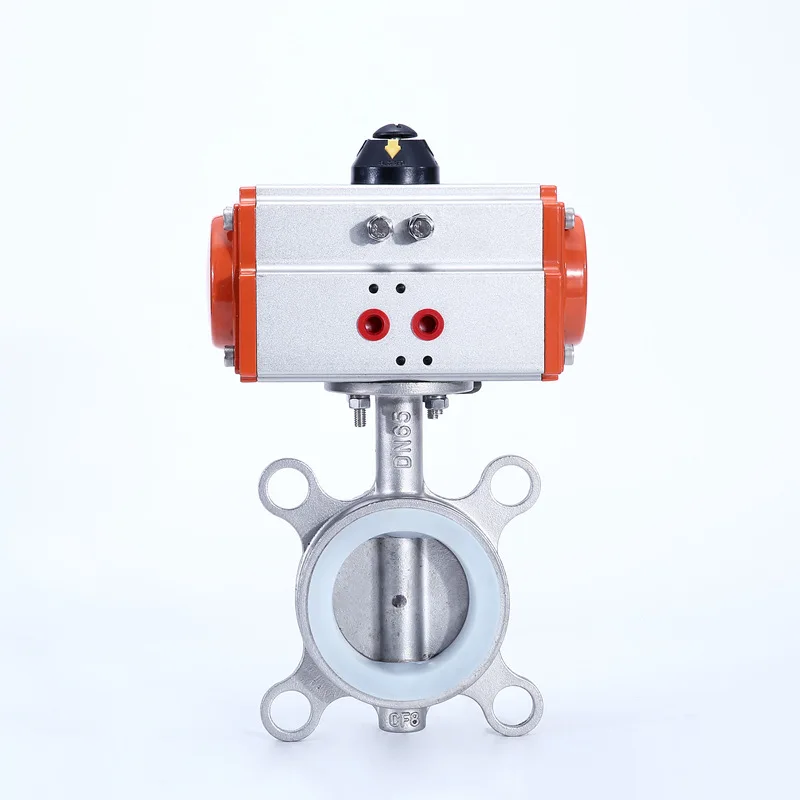 

2" Pneumatic Butterfly Valve Wafer Type Pneumatic Valve 304 Stainless Steel PTFE Seal Clamping Pneumatic Butterfly Balve