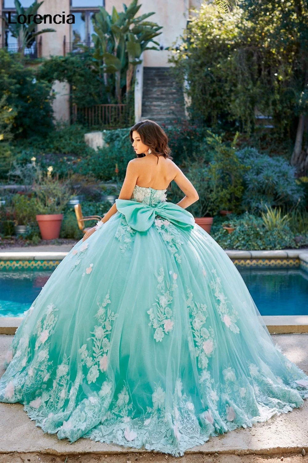 Vestido De quinceañera verde menta mexicana personalizado, vestido De baile con apliques florales rosas, corsé con cuentas, dulce 16, Vestidos De 15 Años YQD837