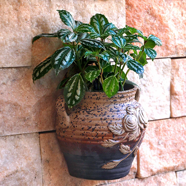 Wall-mounted flower pot ceramic hydroponics European creative balcony hanging decorative flower utensils