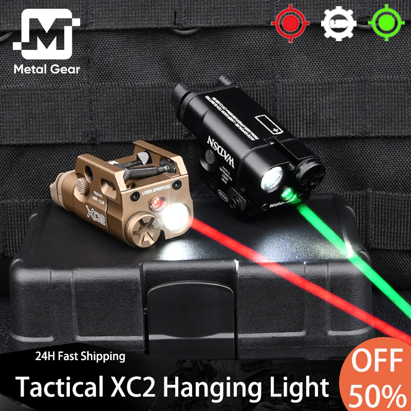 Tactical Wadsn XC2 Flashlight Metal Upgraded Red/Green Laser Sight White LED Hunting Weapon Scout Light Airsoft Gloc17 18 19 Xc2