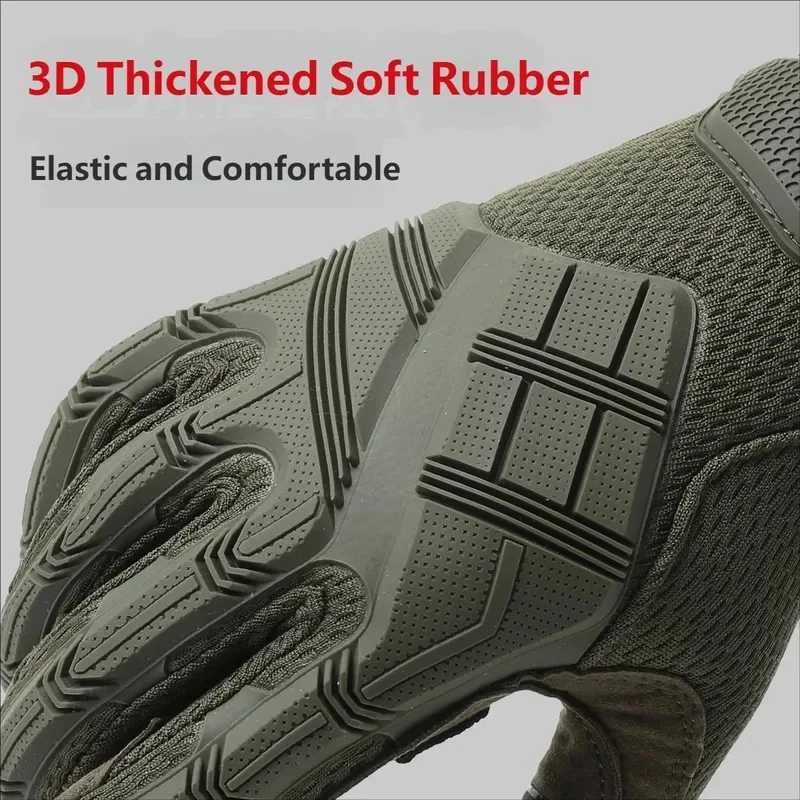 CHRLCK Men Non-Slip Cycling Tactics Gloves Wear-resistant Full Finger Hiking Gloves Anti-Scratch Touchscreen Motorcycle Gloves