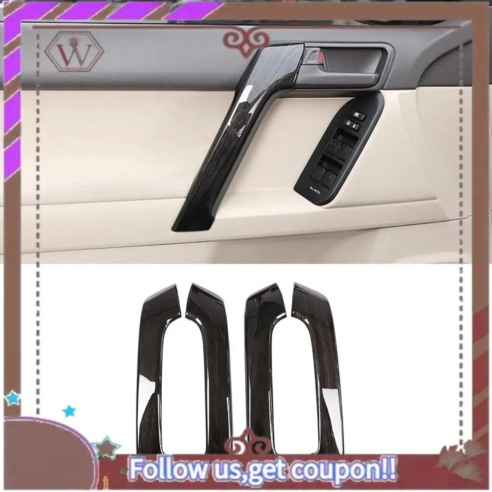 

A57E-4PCS Car Interior Door Handle Trim For Toyota Land Cruiser Prado FJ150 150 2010-2018 Accessories Black Wood