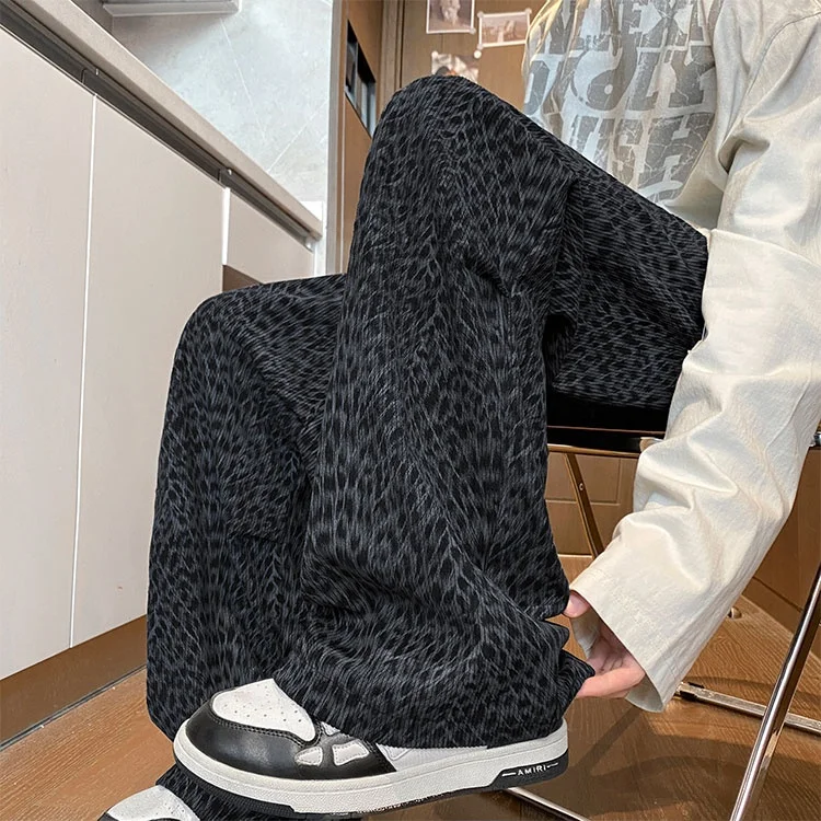 

Мужские спортивные брюки с флисовой подкладкой, широкие, зауженные к низу, с высокой талией, осенне-зимние, повседневные, модные, с леопардовым принтом