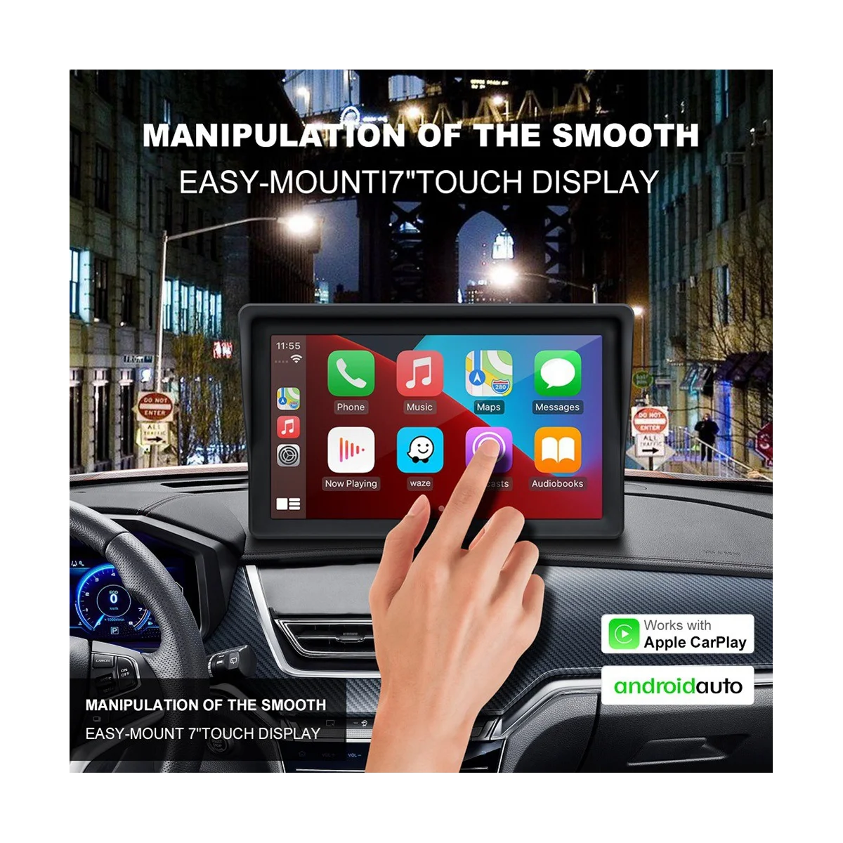 

Universal 7Inch Car Radio Multimedia Video Player Wireless Carplay and Wireless Android Auto Touch Screen