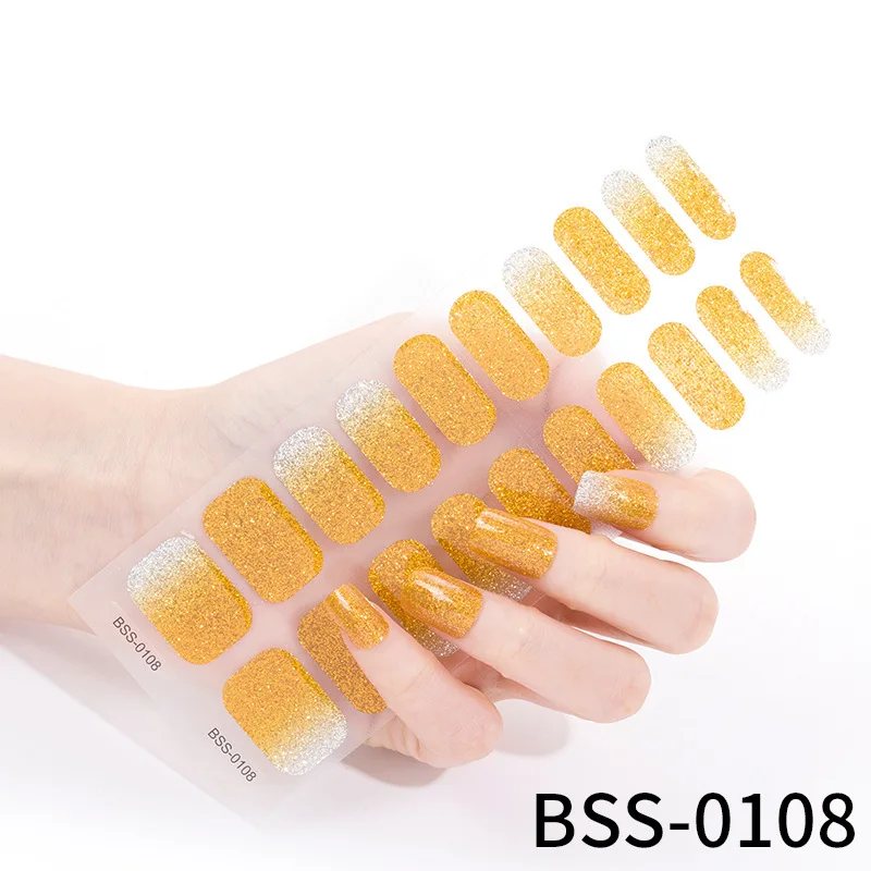 20 Strips Semi-Uitgeharde Gel Nagelstickers Voor UV-Lamp Designer Zelfklevende Herfst Nagelgel Wraps Nail Art Decoratie Franse Manicure