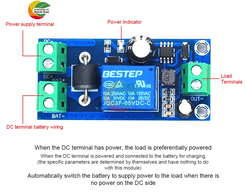 انقطاع التيار الكهربائي التلقائي بطارية UPS لوحة تحكم DC5V-48V وحدة النقل التلقائي في حالات الطوارئ #3