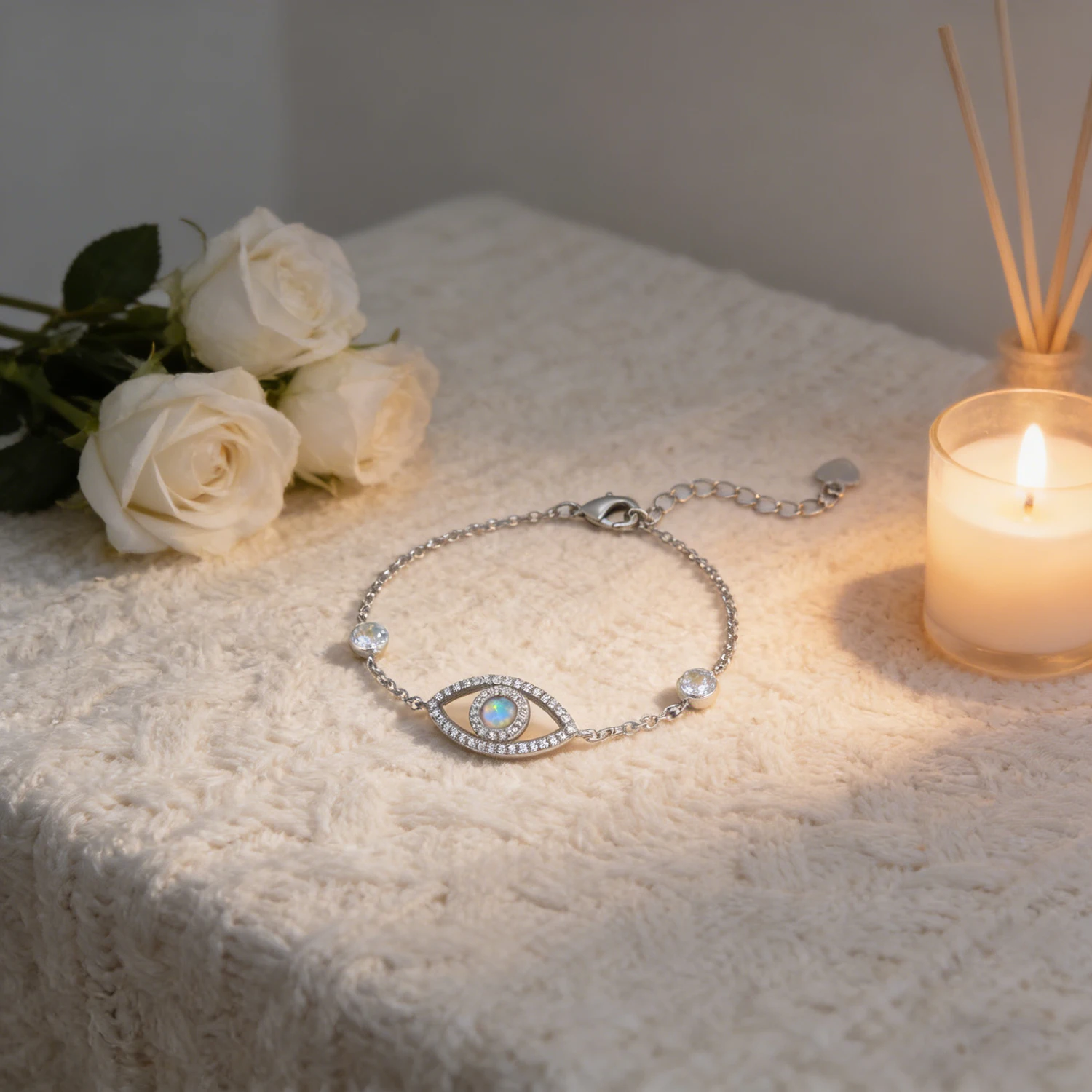 Trendy Blue Fire Opal Cubic Zi - đánh giá và giá Evil Eye Bracelet
