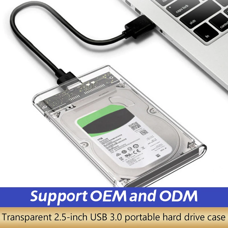 Transparent External Hard Drive 2.5or3.0 Inch HDD SSD Case Micro-b To USB3.1 4TB Drive Housing Compatible UASP SATA III Laptop