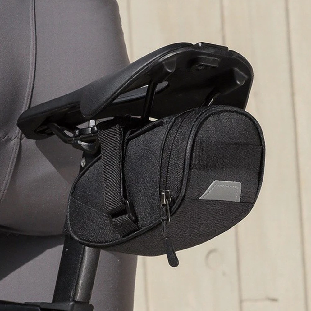 Bike Saddle Bag for Mountain and Road Bikes with 3-Point Fixation System and Integrated Rear Light Mounting Position