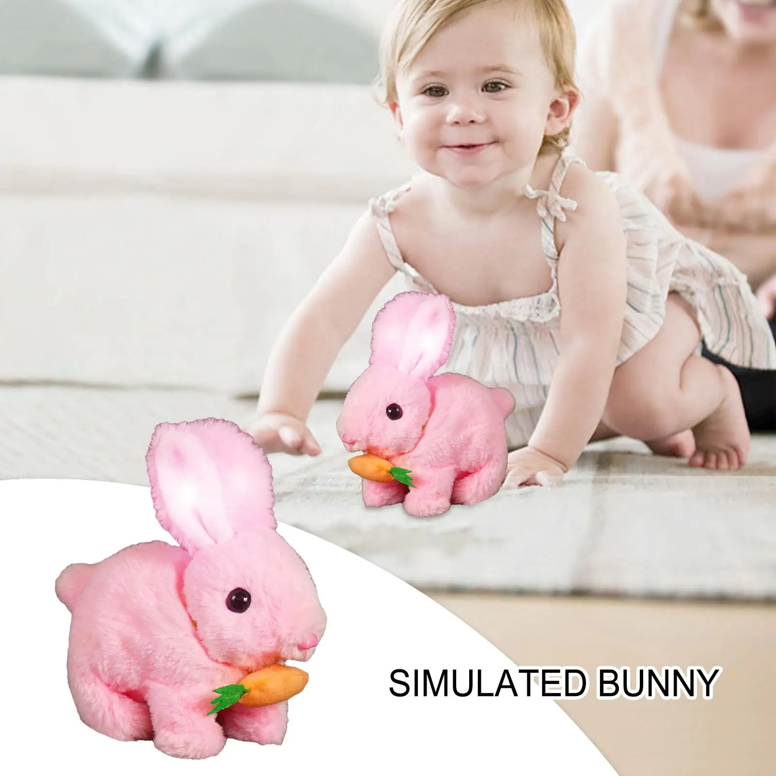 Realistic Bunny Interactive Plush Figures Hopping Robotic Animal Jumping Realistic Bunny Plush Interactive Toy Animal Hopping