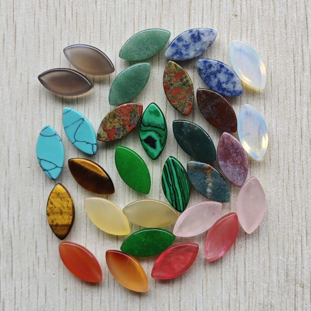 New natural gem stone mix marquise shape cabochon beads 10x20mm for Jewelry Accessories making free shipping Wholesale 30pcs/Lot