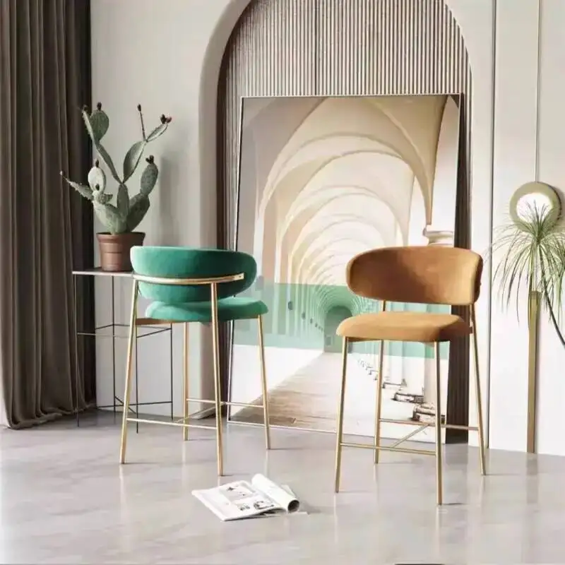 

Удобные эргономичные барные стулья с легкой спинкой, роскошные барные стулья для отдыха, минималистичные табуреты, стулья для ресепшн, скандинавская мебель для дома и бара