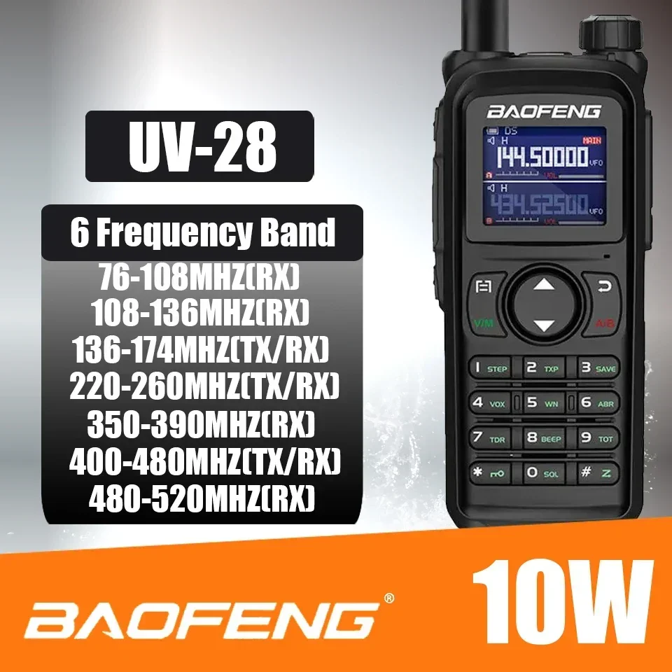 Baofeng Official Store 2024 New UV 28 Ham 999CH Walkie Talkies 5-10km 10watt Tri Band Two Way Radio With Air Band