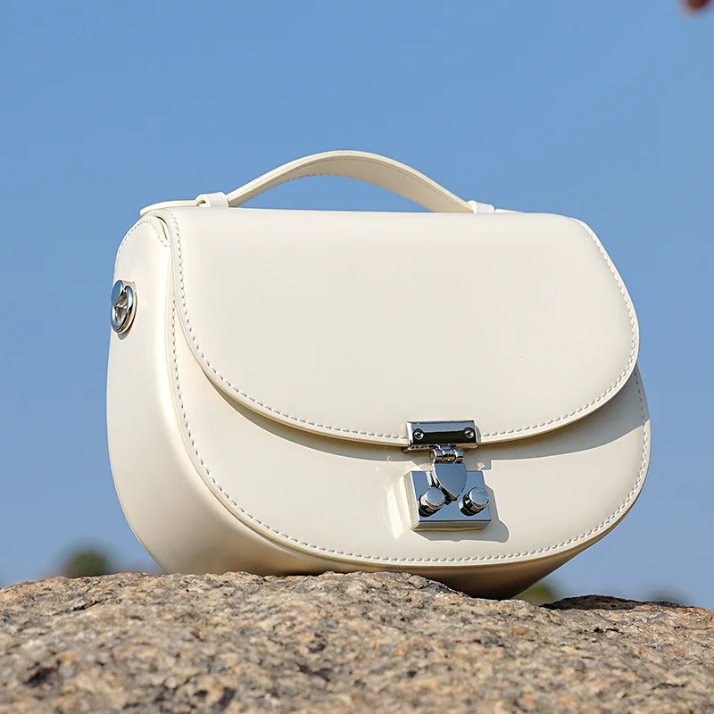 

Genuine Leather Shoulder Bags Purses and Handbags for Women Satchel Small Size CrossBody Saddle Bag